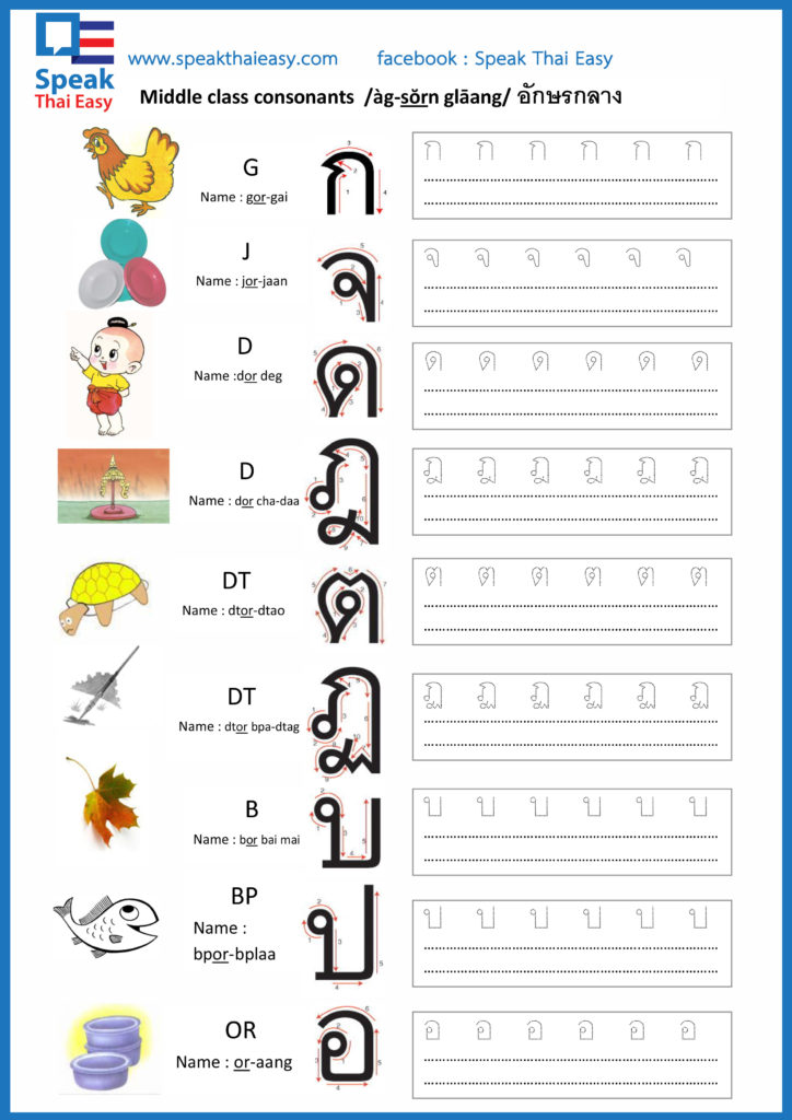 9 Middle Class Consonants อักษรกลาง 9 ตัว