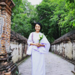 dress with white dress for buddhist practice meditation in temple